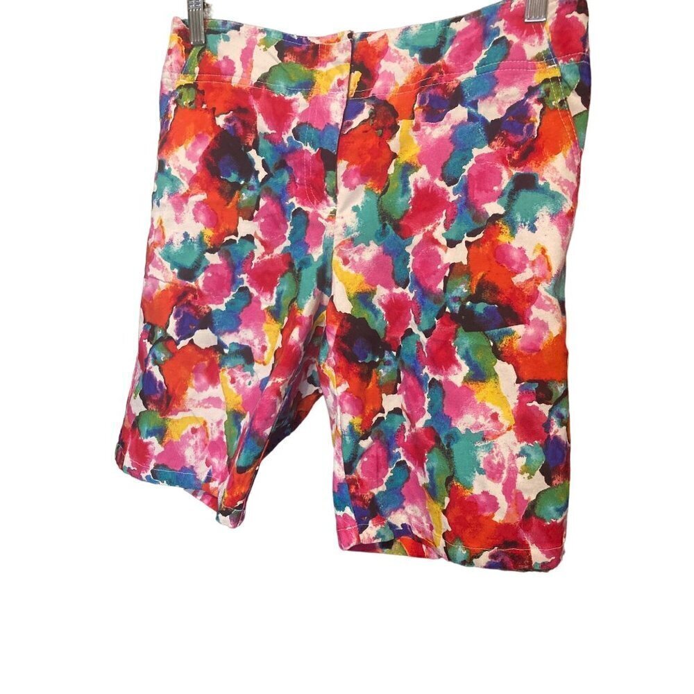 Izod Womens Golf Shorts 2 Front & 2 Back Pockets Multi Pink ZIpper Close Sz 10